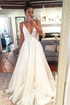 A Line Spaghetti Straps White Wedding Dresses with Pleats LBQW0088